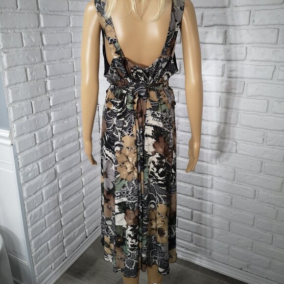 Penningtons Ladies Size 2X Multi Colored Sleeveless Made in Canada Midi Dress - Picture 2 of 7